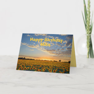 Mike Happy Birthday Sonnenblumen bei Sonnenunterga Karte
