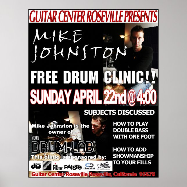 Mike Johnston Clinic, 22. April Poster (Vorne)