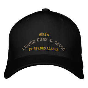 Mike, LIQUOR GUNS & TACOS, Fairbanks, Alaska Bestickte Kappe