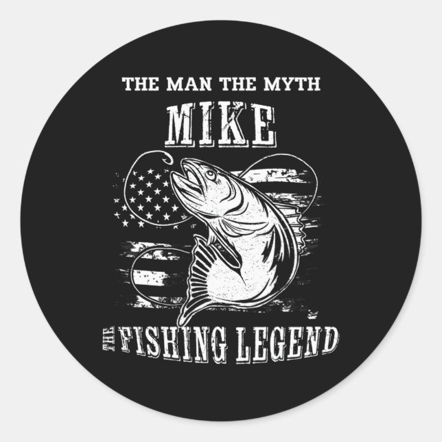 Mike Man Myth Fishing Legende Personalisierter Nam Runder Aufkleber (Vorderseite)