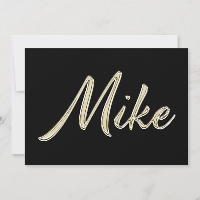Mike Name white gold Handwriting Karte (Vorderseite)