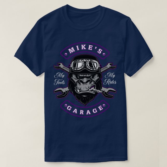 Miken Garage Personalisiert Mens Geschenk T-Shirt (Design vorne)