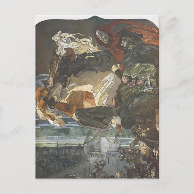 Mikhail Vrubel - Flug von Faust und Mephisto Postkarte (Vorderseite)