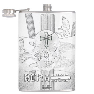 Mikitiez dreamer Schädel Tatto Regenbogen Rosen Ge Flachmann