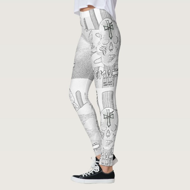 Mikitiez dreamer Schädel Tatto Regenbogen Rosen Ge Leggings (Links)