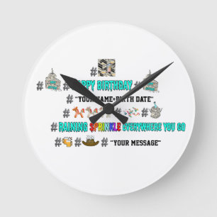 Mikitiez Hashtag Alles Gute zum Geburtstag Emoji a Runde Wanduhr