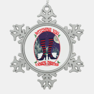 Mikitiez Hexe magische heilige Weihnachtsnacht San Schneeflocken Zinn-Ornament