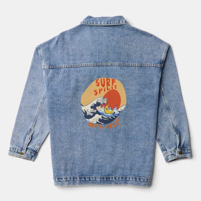 Mikitiez japanesewave Sommersurf animemanga Jeansjacke (Rückseite)