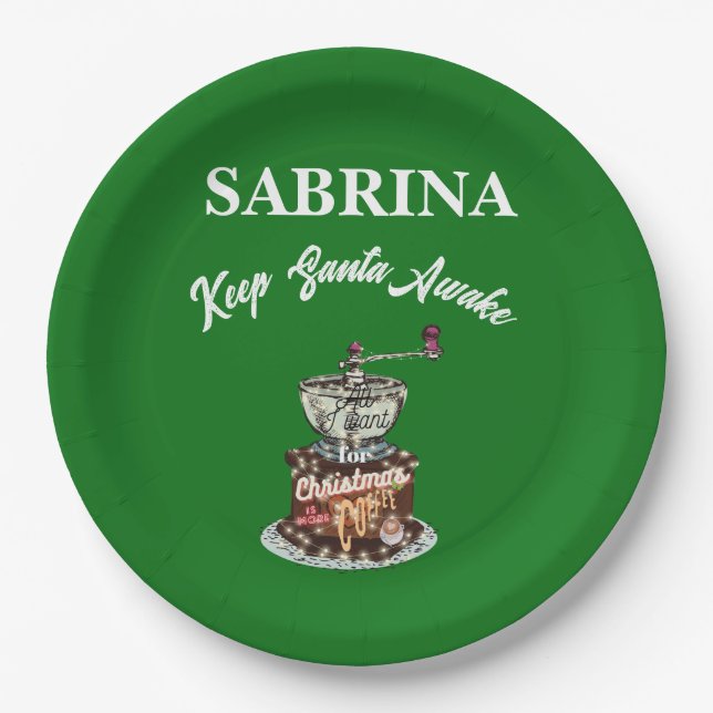 Mikitiez Kaffee Weihnachten Zitat niedliche Koffei Pappteller (Vorderseite)