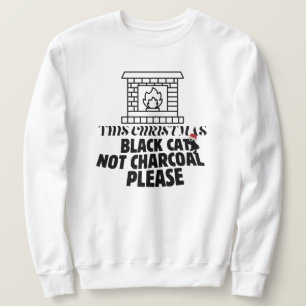 Mikitiez lustiger schwarzer Kater x'mas Holzkohle Sweatshirt