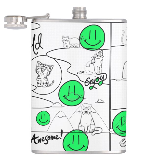 Mikitiez meow Summer Cat Party Beach Flachmann (Geöffnet)