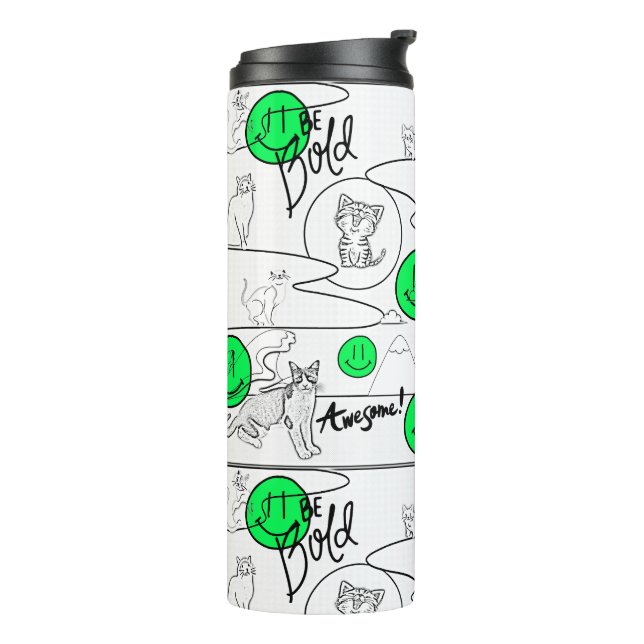 Mikitiez meow Summer Cat Party Beach Thermosbecher (Nach links gedreht)