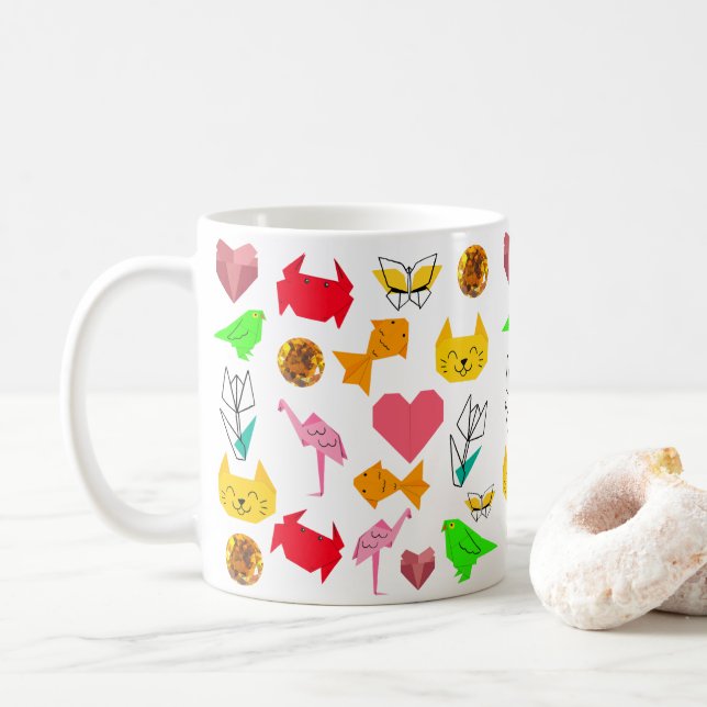 Mikitiez Origami-Krebs-Sommerjuwelkatze Kaffeetasse (Mit Donut)