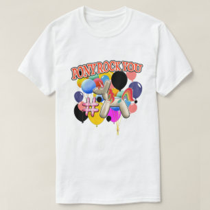 Mikitiez Pony Discoball Ballon Party Thema T-Shirt