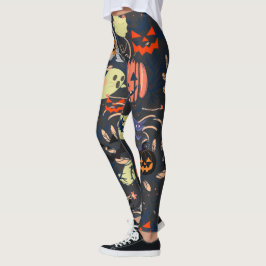 Mikitiez retro Vintage halloween ghoulkürbis Leggings