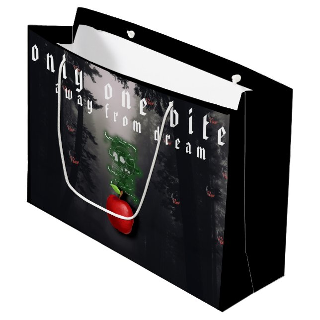 Mikitiez roter Schädel giftiger Apfel veganer Somm Große Geschenktüte (Vorderseite Schrägansicht)