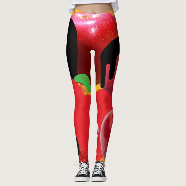 Mikitiez roter Schädel giftiger Apfel veganer Somm Leggings (Vorderseite)