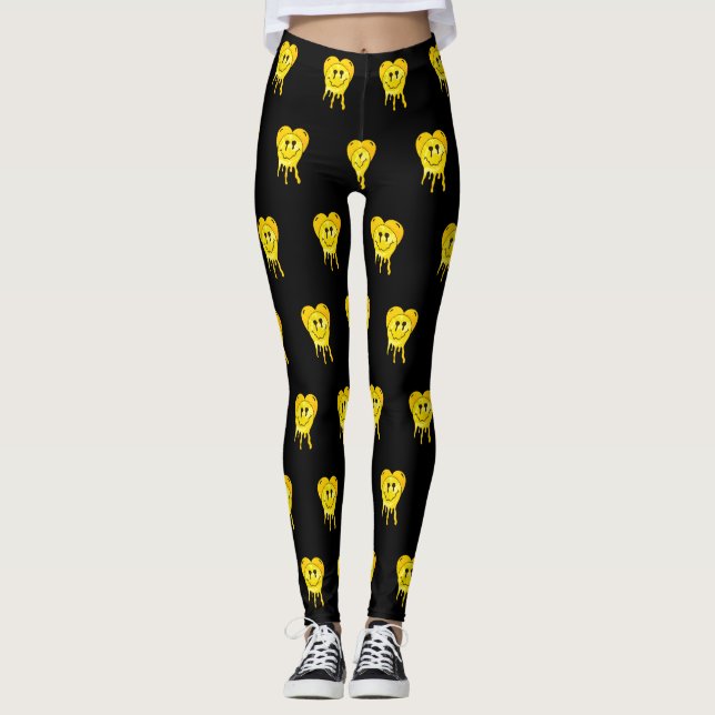 Mikitiez schmelzen gelbes Herz lächeln Freundschaf Leggings (Vorderseite)