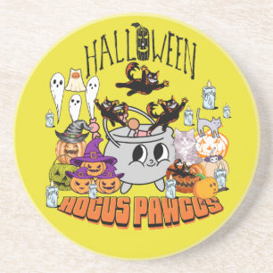 Mikitiez schwarze Katze spooky halloween vibes gho Getränkeuntersetzer