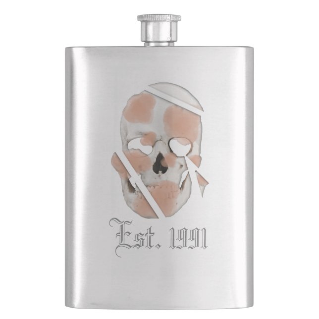 Mikitiez Skull rosa Graffiti Stolz Flachmann (Vorderseite)