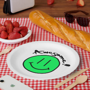 Mikitiez Smiley School Sommerfrühlinggrün Pappteller
