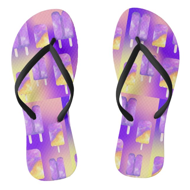 Mikitiez Sommerregenbogen lila Goldpopsilie Flip Flops (Fußbett)