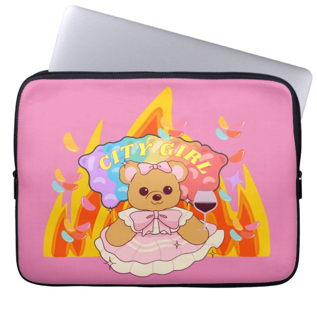 Mikitiez Sommerteddy Bären Gelee Rotwein Feuer Laptopschutzhülle (Vorderseite)