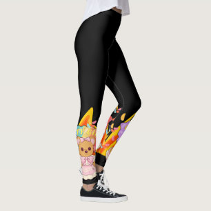Mikitiez Sommerteddy Bären Gelee Rotwein Feuer Leggings