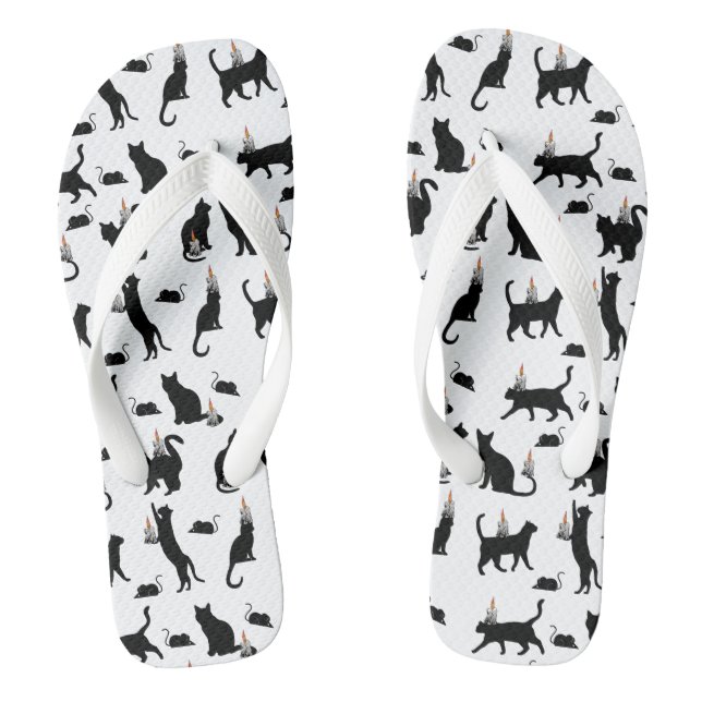 Mikitiez spooky Schwarzkatzenratte halloween Flip Flops (Fußbett)