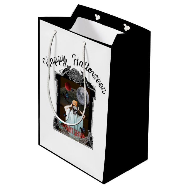 Mikitiez spooky vibes Vintag gothic halloween Mittlere Geschenktüte (Rückseite Schrägansicht)