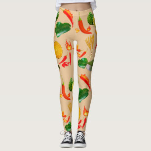 Mikitiez Thai Essen Rot frohe Limone Bergamont wür Leggings
