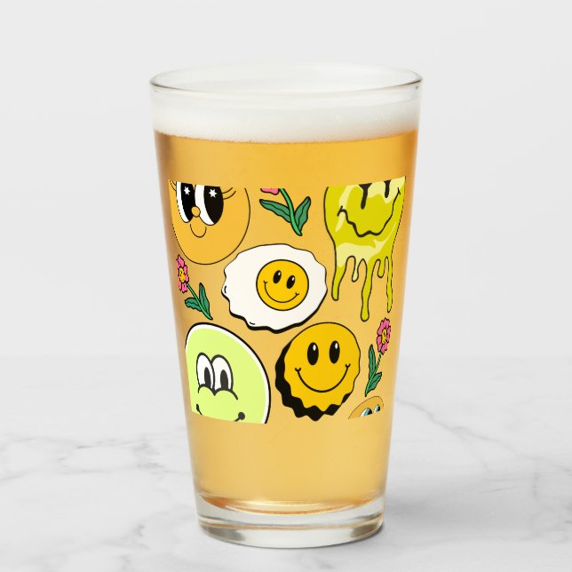 Mikitiez Throw Pillow Smileyface gelber Garten Glas (Vorne (Gefüllt))
