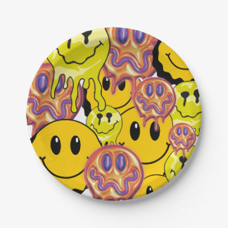 Mikitiez Throw Pillow Smileyface gelber Garten Pappteller