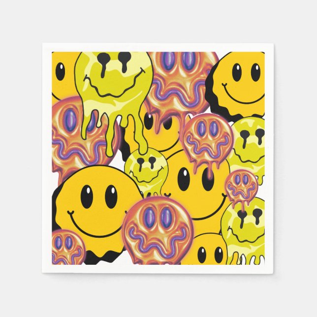 Mikitiez Throw Pillow Smileyface gelber Garten Serviette (Vorderseite)