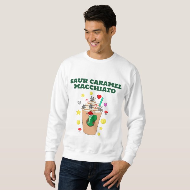 Mikitiez Trex Dinosaurier Eiskaffee-Karamelli xmas Sweatshirt (Vorne ganz)