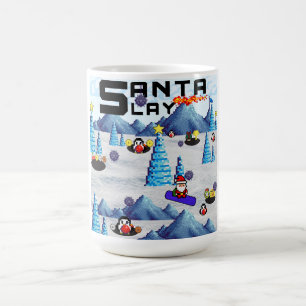 Mikitiez Weihnachten Santa Snowboard Crew Pinguin Kaffeetasse