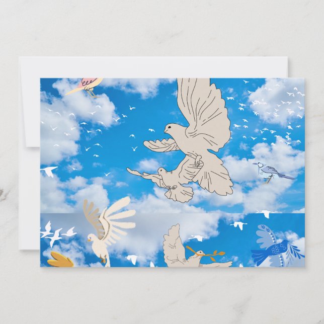 Mikitiez Weißvogel Blau Himmel Sommerstrand Freihe Einladung (Vorderseite)