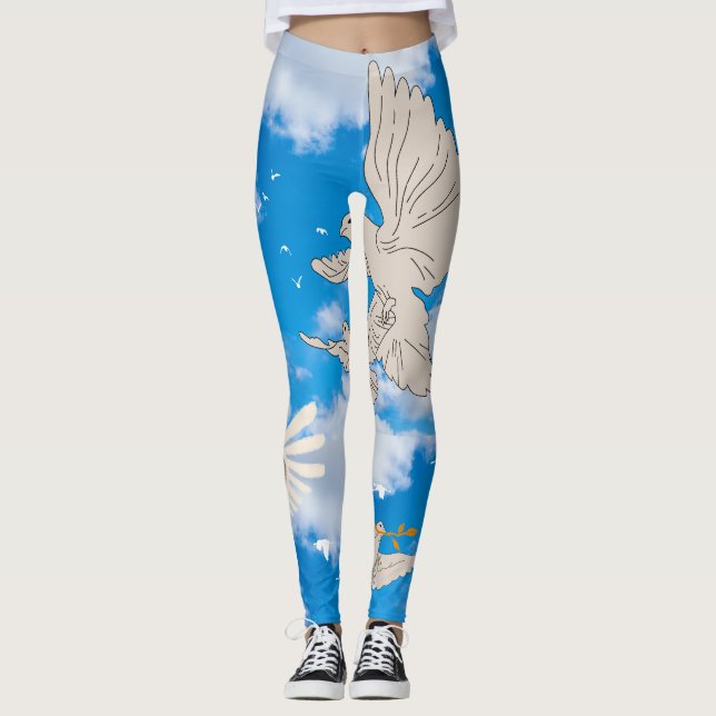 Mikitiez Weißvogel Blau Himmel Sommerstrand Freihe Leggings (Vorderseite)