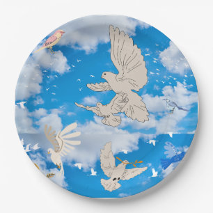 Mikitiez Weißvogel Blau Himmel Sommerstrand Freihe Pappteller