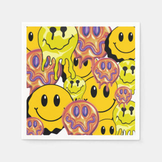 Mikitiez Wurf Kissen Smileyface gelber Garten Serviette