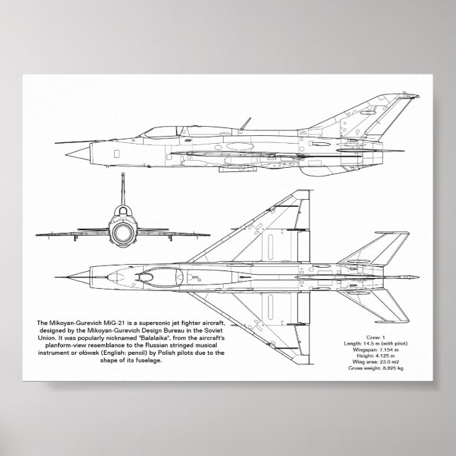 Mikoyan-Gurevich MiG-21 Poster (Vorne)