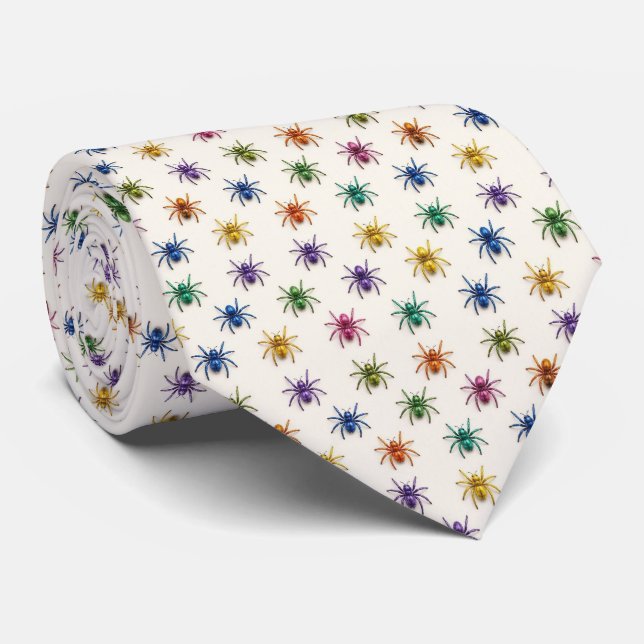 Mikro-Muster-Regenbogen-Spinnen-Schlips Krawatte (Gerollt)