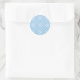 Mikro-Polka-Dot-Weiß - Babyblau Runder Aufkleber