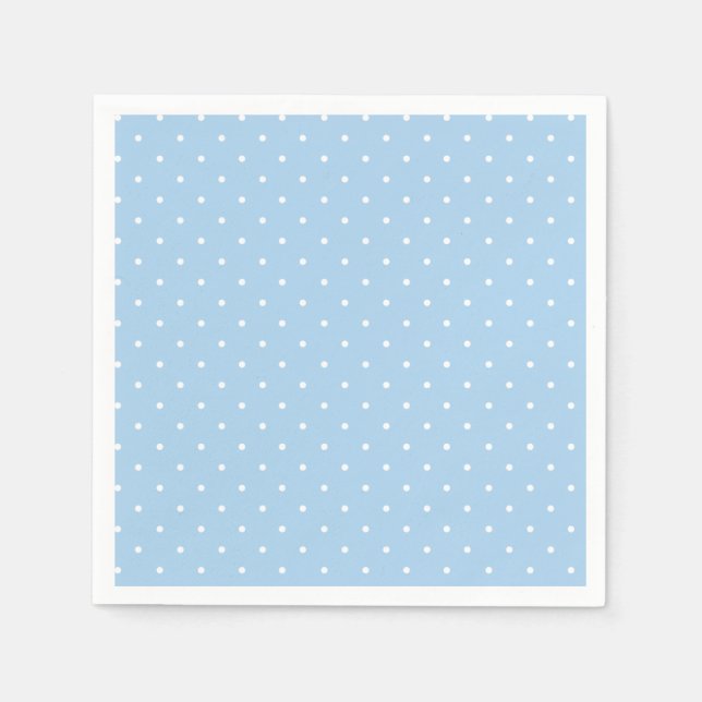Mikro-Polka-Dot-Weiß - Babyblau Serviette (Vorderseite)