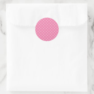 Mikro-Polka-Dot-Weiß - Fuchsienrosa Runder Aufkleber