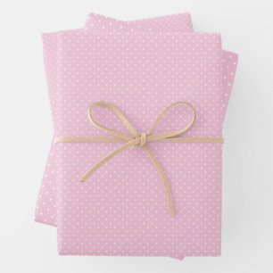 Mikro-Polka-Dot-Weiß - Hellrosa Geschenkpapier Set