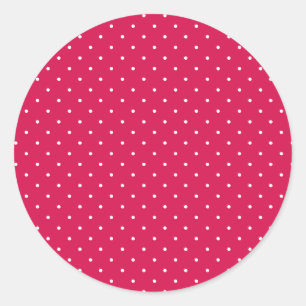 Mikro-Polka-Dot-Weiß - Himbeer-Rot Runder Aufkleber