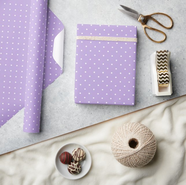 Mikro-Polka-Dot-Weiß - Sanftes Lavendel Geschenkpapier (Kunsthandwerk)