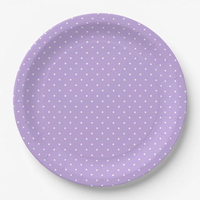 Mikro-Polka-Dot-Weiß - Sanftes Lavendel Pappteller (Vorderseite)