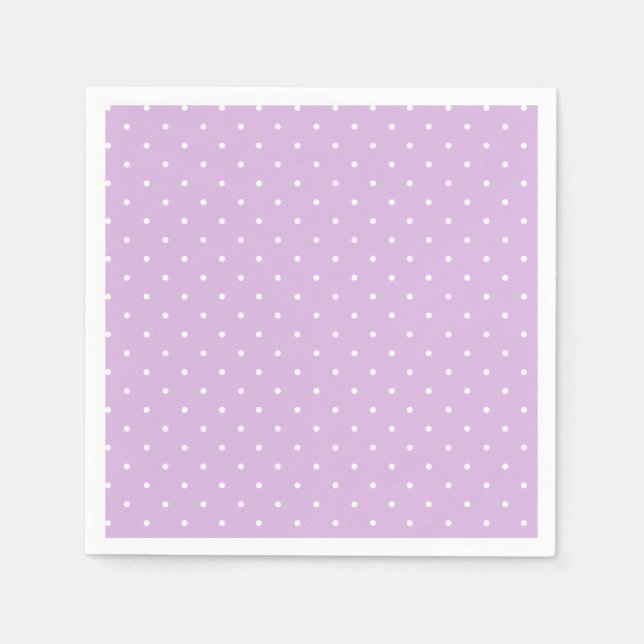 Mikro-Polka-Dot-Weiß - Sanftes Lila Serviette (Vorderseite)
